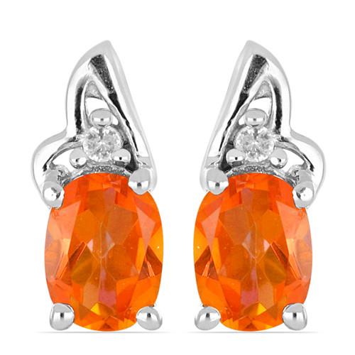 925 SILVER REAL PADPARADSCHA QUARTZ GEMSTONE CLASSIC  EARRINGS